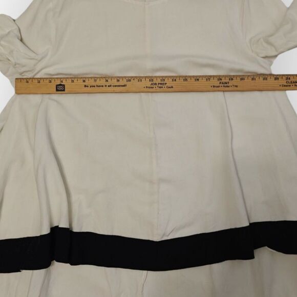 Ashley Stewart Linen Rayon White Cream and Black Hi Low Tunic Sz 14 - Picture 6 of 8